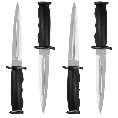Nizirioo 4 Stück Gummi Kampfkunst Trainingsmesser, 25 cm Gummi Trainingsmesser, Rubber Training Knife, Gefälschte Messer, Training Knife, Gefälschtes Scherzmesser(Silber)