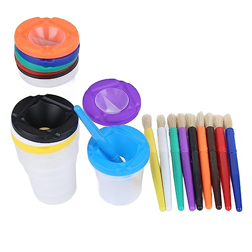 No Spill Paint Cups, Exquisite Workmanship Plastic, Multifunctional Paint Containers with Brushes for Painting Lessons for Painting Projects