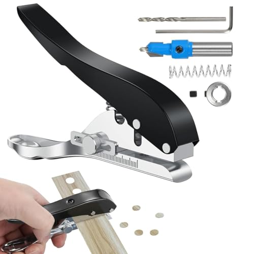 Image of Serplex Hole Punch 3 /8 inch-10mm Single Hole Punch, Heavy Duty Hole Puncher Single, Spring-Loaded Design, Portable Paper Puncher for Wooden Edge Bands, Plastic, Paper, Crafting & DIY