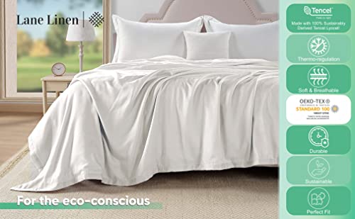 Lane Linen Throw Blanket Twin Size For Bed & Couch – Durable Soft Cooling Cozy Lightweight 100% Sustainably Sourced Pure Tencel & Cotton Flannel Blankets For All Seasons - 68" X 90" – White #TOP2
