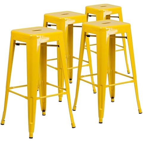 Flash Furniture Yellow Metal Barstool Pack of 4 Cover