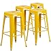 Flash Furniture 4 Pk. 30'' High Backless Yellow Metal Indoor-Outdoor Barstool with Square Seat