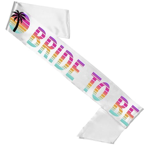 RhinestoneSash Love Island Bachelorette Party Sash - BRIDAL GRADE SATIN Bride Sash - Tropical Palm Tree Bridal Shower Decor3