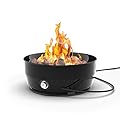 Outland Living Large Outdoor Propane Gas Fire Pit for Outside, 60,000 BTU/h, 24 inch with Lid - Modern Lake Country 800 Fire Bowl Firepit for Patio, Black