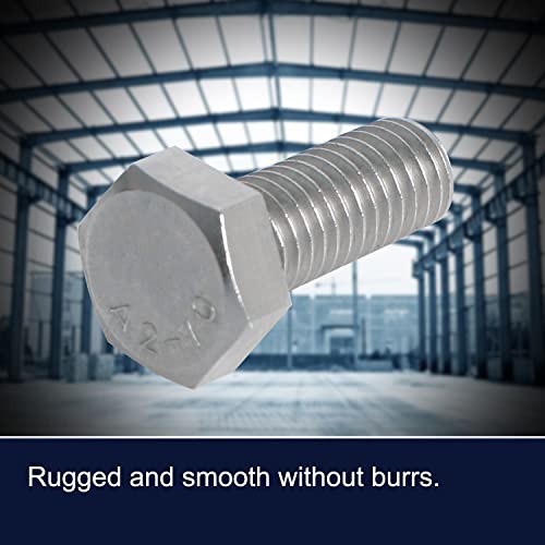 Image of M8 x 25mm Hex Head Bolts Screws Grade 6.8 Stainless Steel, Fasteners Fully Machine Threaded SUS304 10 Pcs