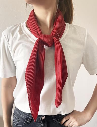 stylesilove Women Crinkle Pleated Square Scarf Solid Color Neckerchief Soft Bandana Small Shawl Neck Wraps for All Season2