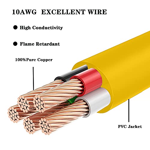 50 Foot Heavy Duty Generator Locking Power Cord NEMA L14-30P/L14-30R,4 Prong 10 Gauge SJTW Cable, 125/250V 30Amp 7500 Watts Yellow Generator Lock Extension Cord…