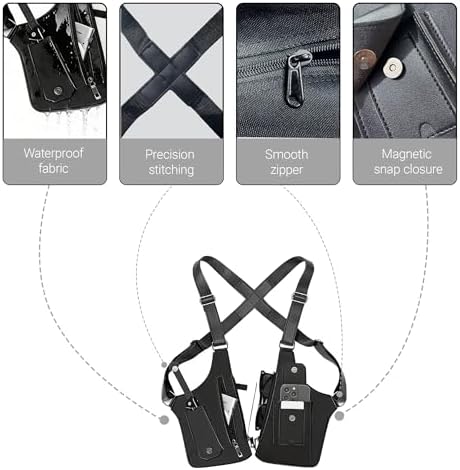 Double Shoulder Armpit Bag, Premium Leather Adjustable Underarm Shoulder Bag with Adjustable Strap Anti Theft Pickpocke (Black) - 1
