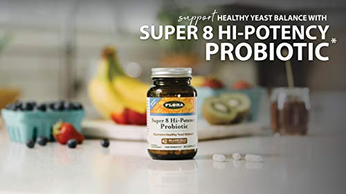 Flora Super 8 Hi Potency Probiotics 30 Count - Healthy Yeast Balance & Digestive Health - For Men & Women - 42 Billion Cfu, Raw, Gluten Free - Up To 1 Month Supply #TOP3