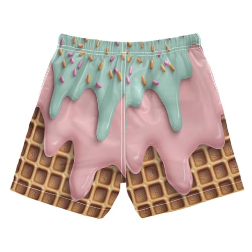 Boccsty Pink Teal Green Mint Glaze Ice Cream Boys Swim Trunks Baby Kids Swimwear Summer Toddler Beach Board Shorts 2T2