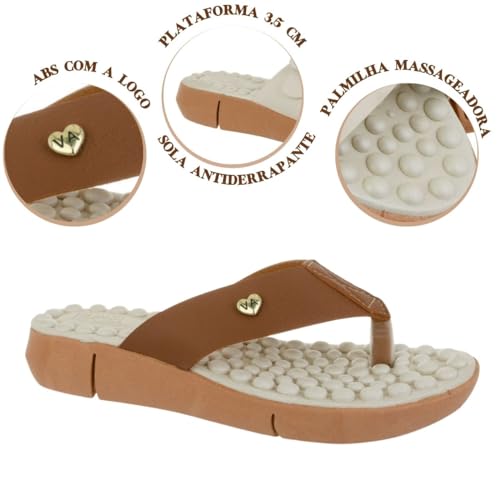 Chinelo Feminino Ortopédico de Dedo Anatomico Confortavel Via Angel 56.01 (Caramelo, BR, Adulto, Num
