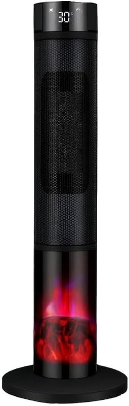 ROBO Şömineli Seramik Kule Tipi Dikey Isıtıcı, 2000W, Siyah, Kule, İç Mekan, Elektrikli, Seramik Isıtma, Uzaktan Kumandalı