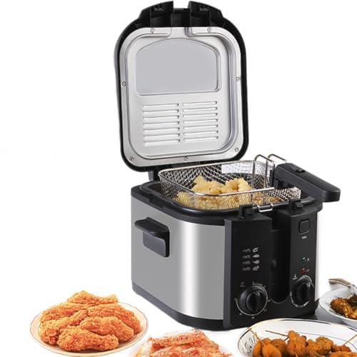 Freidora eléctrica de 6 L, 1800 W, con temperatura ajustable de 0 a 190 °C, temporizador de 0 a 30 minutos, freidora de acero inoxidable para el hogar, cocina y restaurante