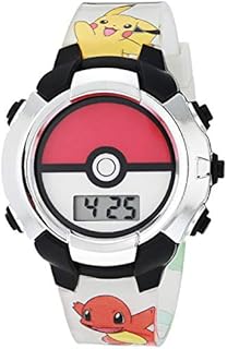 Pokemon Kids' Quartz Watch with Plastic Strap, 16, Pokeball White, Quartz Watch