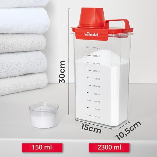 Vileda Scatola Detersivo 2300ml rossa - Pratico Contenitore per Detersivo in Polvere - Include Misurino per un Dosaggio preciso - Ermetico e Salvaspazio - Immagine 1
