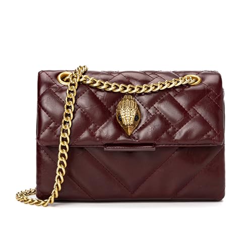 Rejolly Crossbody Shoulder Bag for Women PU Leather Quilted Purse Flap Cluth Handbag with Chain Strap Burgandy (Gold Hardware)