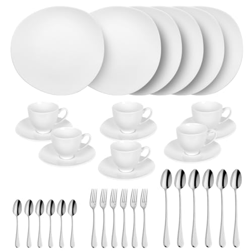 MEDARD DE NOBLAT Sven - Servicio de postre y merienda - Porcelana - Lote de 30 piezas - Blanco