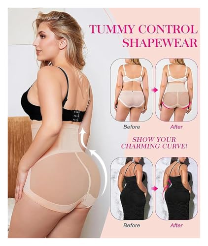 MTKSFDC Body Gainant Femme Ventre Plat Culotte gainante taille haute amincissante for le ventre(Black,M) – vue 6