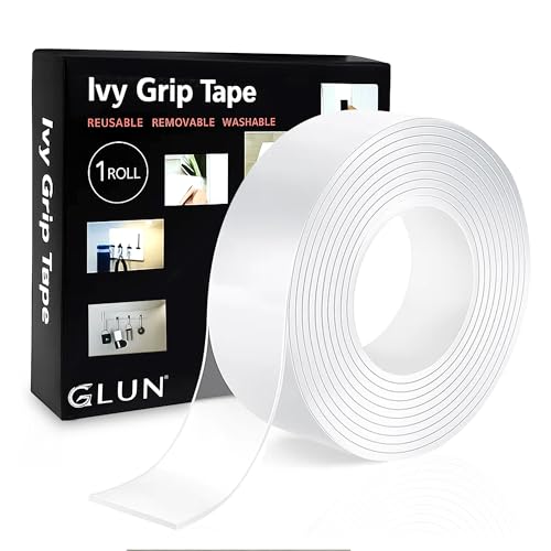 Image of GLUN Double Sided Tape Heavy Duty Multipurpose Nano Adhesive Grip Tape | Removable, Washable, Traceless, Reusable Sticky Strips for Wall Mounting, Home & Office, 9 x 9 Cm