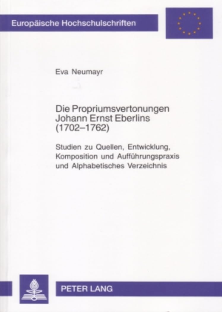 Ouvrage de musicologie Johann Ernst Eberlin catalogue des œuvres sacrées