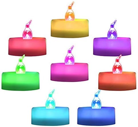 Beichi Color Changing LED Tea Lights Bulk, 24 Pcs Flameless Tealight Candles with Colorful Lights, Battery Operated Colored Fake Candles, No Flickering Light, [White Base]