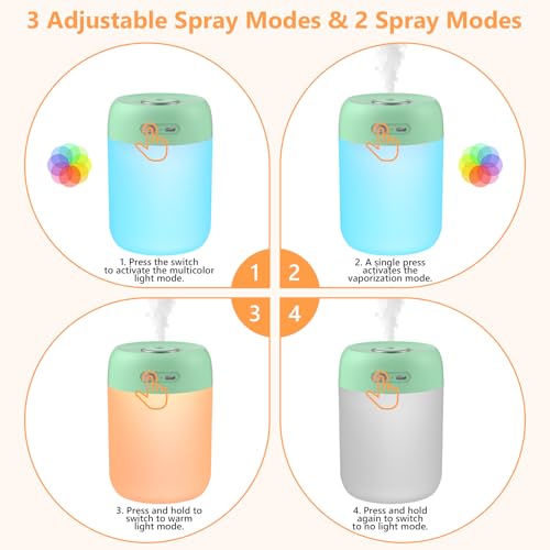 Image of Portable Small Humidifier, 650ml Plant Humidifier, Green