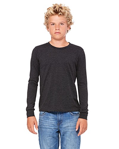 Bella Canvas Jersey Long-Sleeve T-Shirt (3501Y) Dark Grey Heather, S