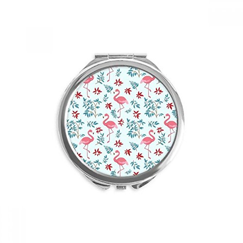 Miroir rond maquillage de poche flamingo plantes tropicales portable multicolore à main