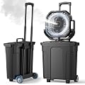 Ausic Outdoor Misting Fan for Outside, 5 Gal 12" Pro Portable Mister Fan with Water Box, 30000mAh Rechargeable Cooling Fan with Adapter, LED Light, Patio/Sports/Camping Essentials - Telescopic Handle