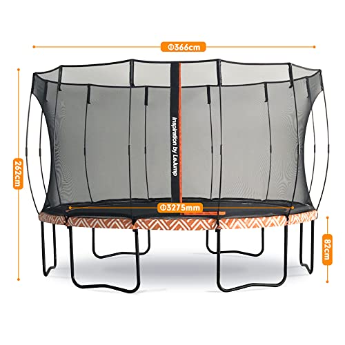 Trampoline Zéro-Ressort 366cm Orange Rond LeJump Lightning Trampoline Extérieur Enfant Grand Trampoline de Jardin Trampoline de Fitness avec Fillet de sécurité et Tapis de Saut pour Enfants et Adultes – Image 3