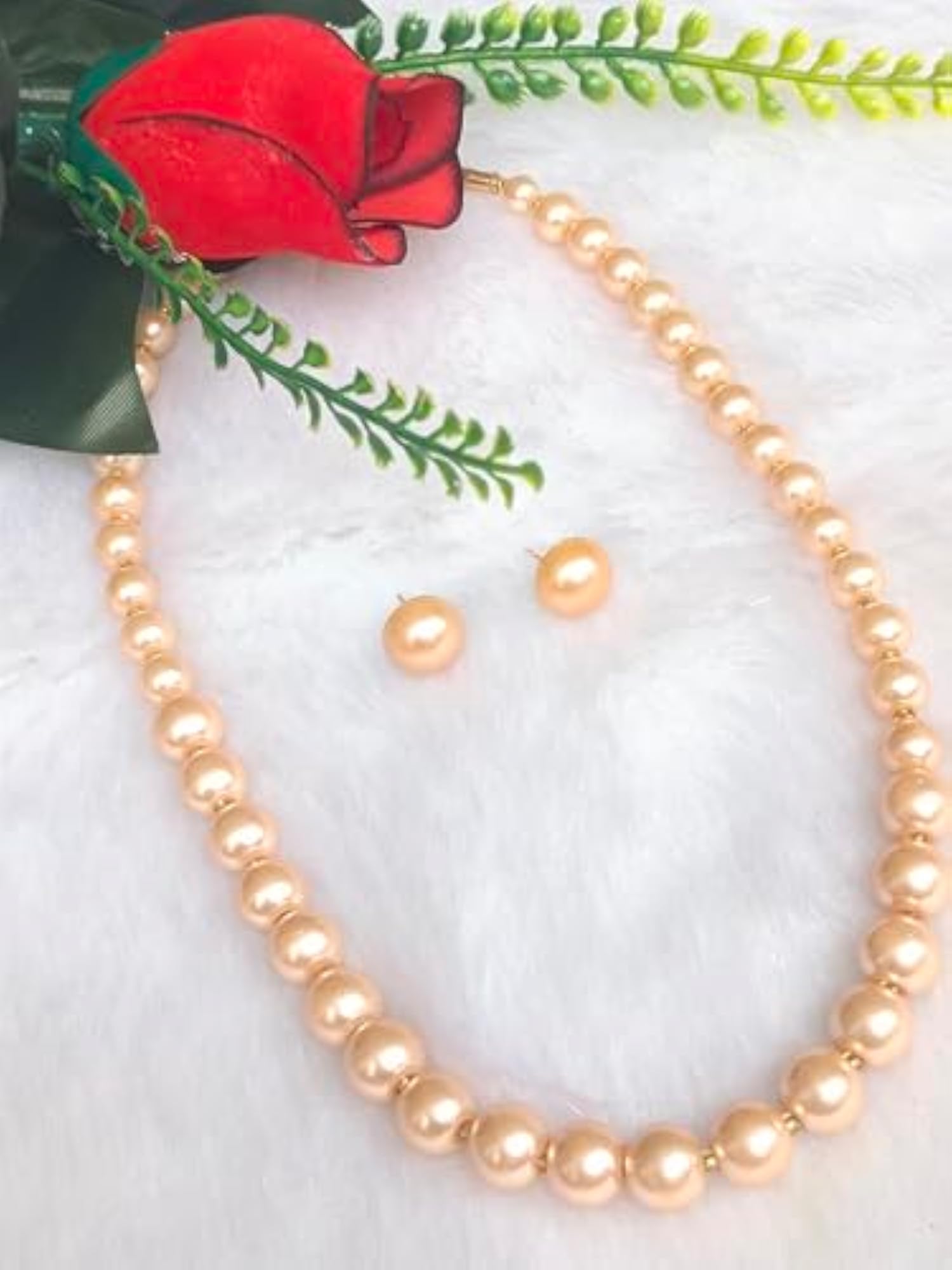 AD Pearls Beautiful Mala Chokar Necklace With Stud Earring Set