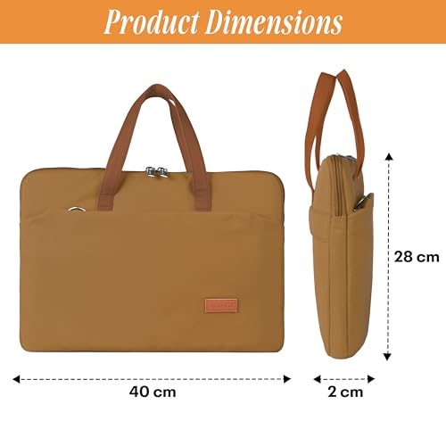 Image of Protecta Grace Office Laptop Messenger Bag for Men and Women Canvas Look Laptop Briefcase Water Repellent Padded Laptop Messenger Sleeve Bag 15.6 Inch Ideal for Office & Work in Color Khaki