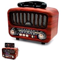 AM/FM/SW Retro Radio mit Bluetooth 5.0, Nostalgie Radio Klein mit 1800mAh Akku, Küchenradio & Kofferradio mit 5-W-Lautsprecher, Unterstützt USB/TF/AUX, Vintage Radios für Zuhause, Büro, Outdoor