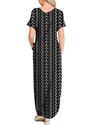 Anrabess Women's Summer Short Sleeve Loose Printed Maxi Dresses Casual Long Beach Dresses With Pockets 222-Huabaige-Xxl #TOP3