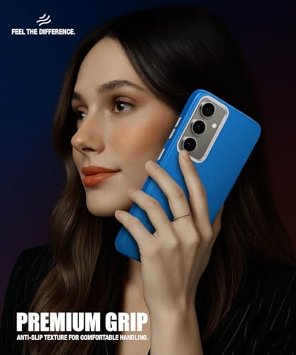 Image of WOW IMAGINE Back Cover for Samsung Galaxy S24 FE 5G | Shockproof Tough Leather Texture Hard Mobile Case | Ultra Slim Non-Slip Grip | Inner Velvet Fabric | Metal Camera Ring - Blue