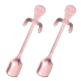 2 Stück Edelstahl Schädel Löffel Gold für Rühren und Dessert