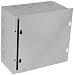 BUD Industries JB-3957-KO Steel NEMA 1 Sheet Metal Junction Box with Knockout and Lift-Off Screw Cover, 8" Width x 8" Height x 4" Depth, Gray Finish