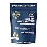 Foodstrong Next-Gen Whey Protein Isolate + Concentrate, 100% Hormone Free Grass-Fed Whey, 26G Protein, Coffee, With Turmeric, Probiotics & Natural Digestive Enzymes For Easy Digestion, 1KG 1kg