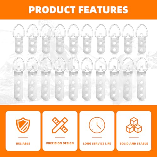 Image of 40Pcs D Ring Picture Hangers, Heavy Duty D Ring Picture Hanger with 120pcs Screws, 2 & 4 Holes D Hooks for Hanging Picture Mirror Photo Frame Hardware