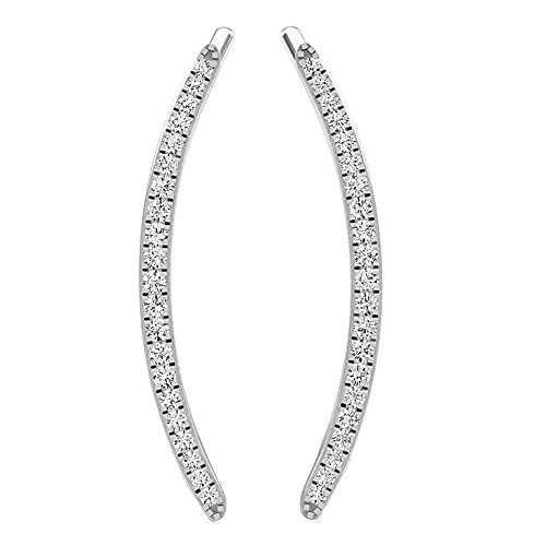 Dazzlingrock Collection 0.16 Carat (Ctw) Round White Diamond Ladies Crawler Climber Earrings, 14K White Gold #TOP2
