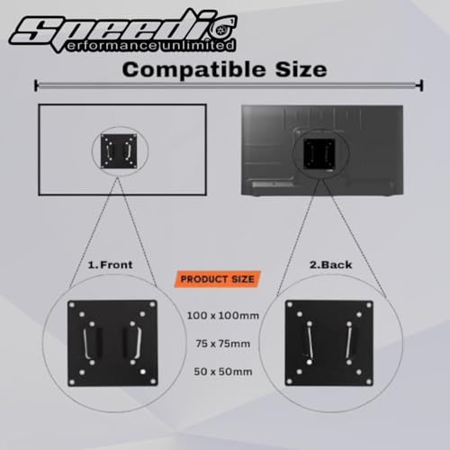 Image of Speedio Universal Fixed Wall Mount Bracket | Fixed Stand for 14-26 Inch LED, LCD, Smart TV & Computer Monitor | up to VESA 75 x 75mm, 100 x 100mm, Capacity 15Kgs /33lbs. (1)