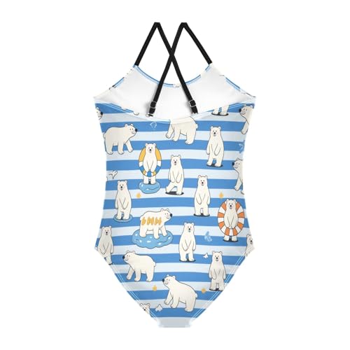 Blue White Striped bearGirls Swimsuits 1 Piecing Toddler Girl Bathing Suit Girls' Swimwear trajes de ba?o para ni?as 5-6t2
