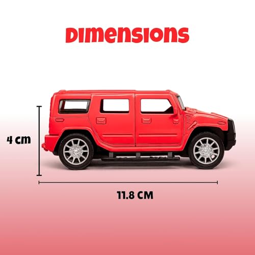 Image of Amisha Gift Gallery Hummer SUV Diecast Metal Car Toy for Kids, Red | Scale Racing Model, Pull Back Action, Opening Doors, For Kids Boys and Girls