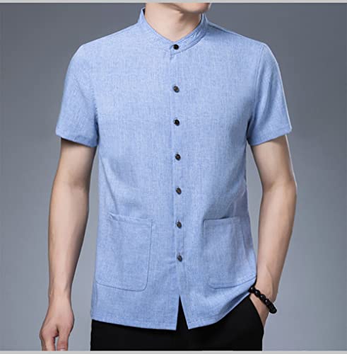 Chemise en coton et lin haut de gamme au style oriental vintage épuré