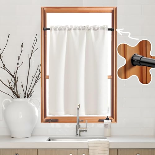 Image of AIZESI 2PCS Black Tension Rod 12 to 19 Inch Spring Tension Rods Short Curtain Rods, Adjustable Small Tension Rod Spring Tension Curtain Rod for Windows Closet Cupboard
