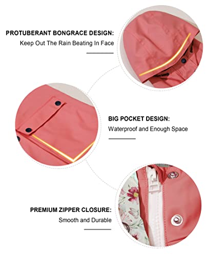 Image of maoo garden Girls Boys Rain Jacket Lightweight Waterproof Raincoat Hooded Lined Long Windbreaker