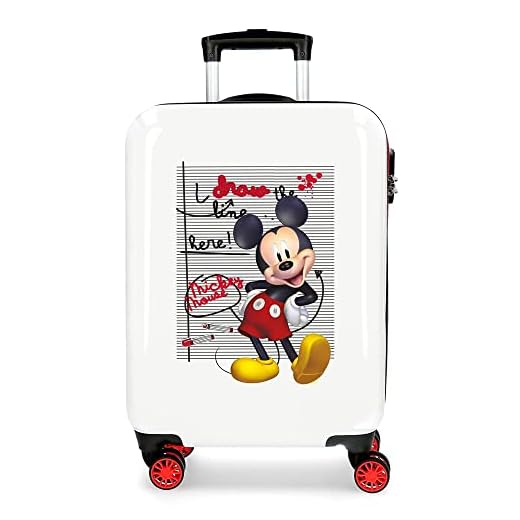 Disney Mickey Draw The Line Maleta de Cabina Rojo 38x55x20 cms Rígida ABS Cierre combinación 34L 2,6Kgs 4 Ruedas Dobles Equipaje de Mano