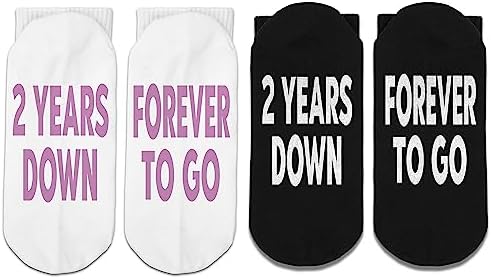 FujLoy 2 Years Down Forever To Go Socks, Husband Gift,Wife Gift, Anniversary Socks, His and Hers Gift, Couple Gifts.