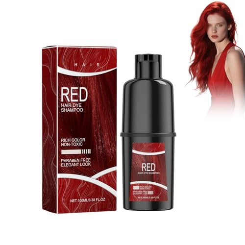 Wonsters shampoo Champú tinte para el cabello 100 ml, champú tinte natural instantáneo 3 en 1, champú tinte para el cabello negro y acondicionador 3 en 1 (rojo)
