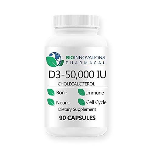 Bio-Innovations Pharmacal Vitamin D3-50,000 IU Cholecalciferol Helps Maintain Healthy Bones & Teeth, Osteoporosis, Muscles Cardiovascular Neuromuscular, Immune Support Non-GMO Allergy Free 90 Capsules Bio-Innovations Pharmacal Vitamin D3-50,000 IU Cholecalciferol Helps Maintain Healthy Bones & Teeth, Osteoporosis, Muscles Cardiovascular Neuromuscular, Immune Support Non-GMO Allergy Free 90 Capsules